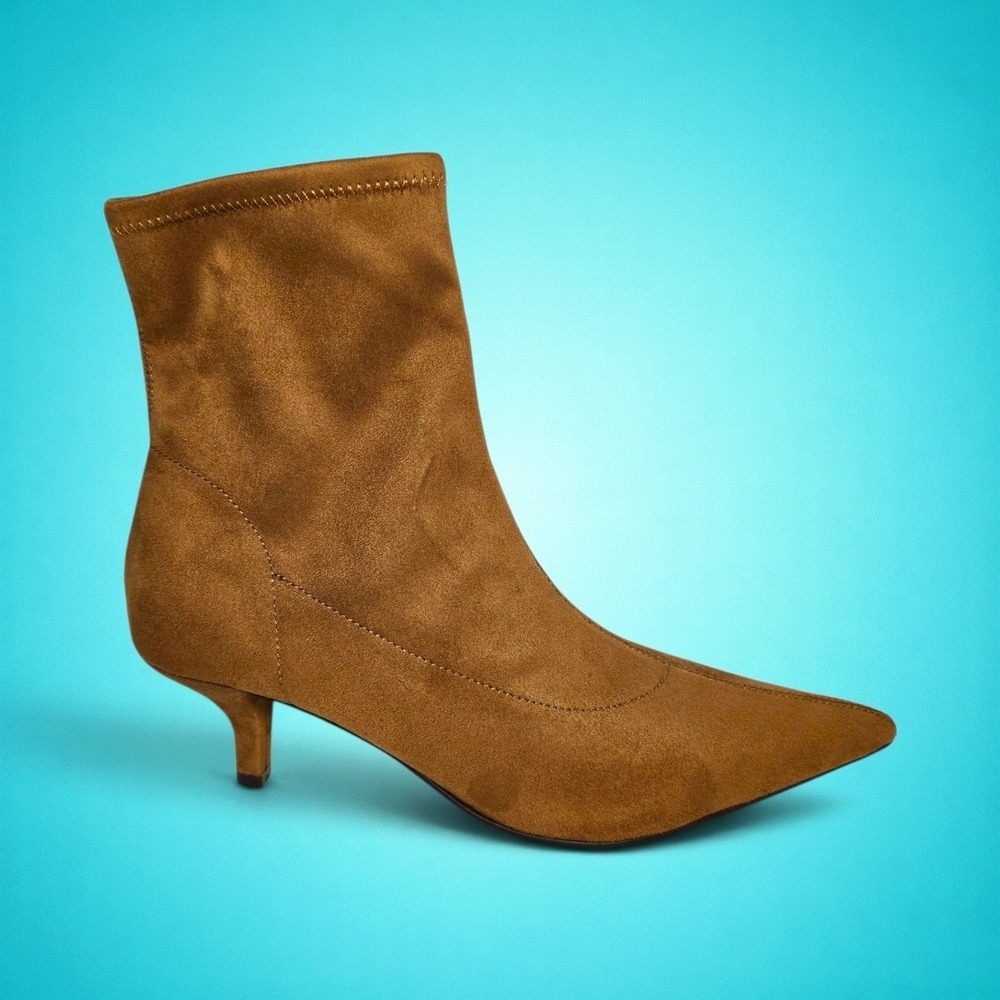 Nine West Tabbie 2 Women's Ankle Boots, Medium Natural Tan Suede Kitten Heel, 9M
